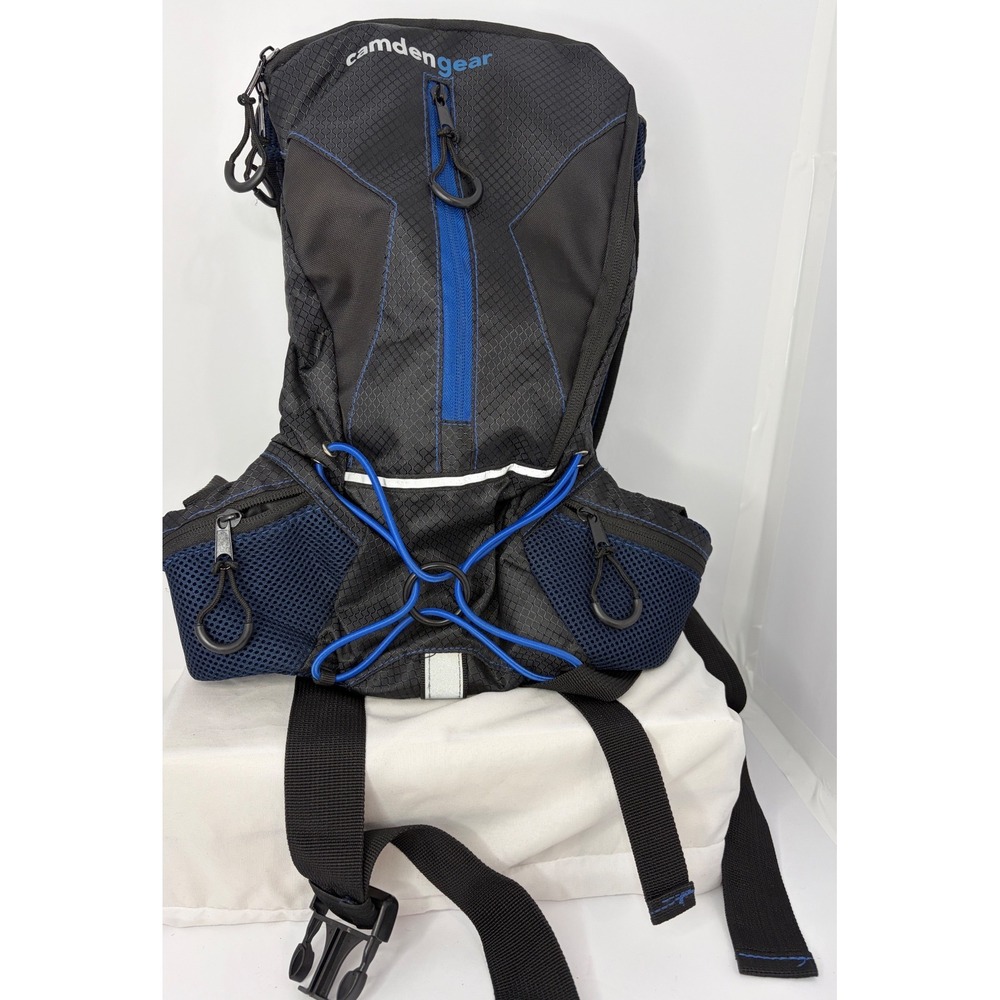 Camden Gear Hydration Backpack Running Hiking Cycling Pack Black Blue Ripstop